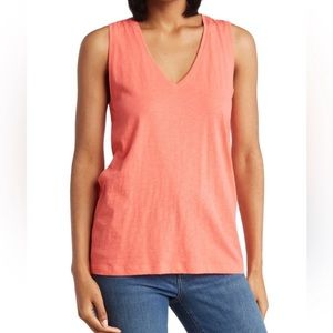 MADEWELL Melon Color Tank V Neck Relaxed Fit Sleeveless Breathable Cotton Sz XS